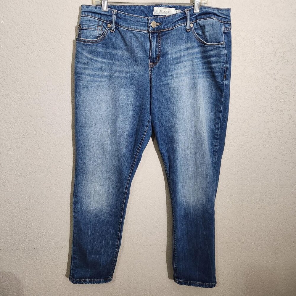 Torrid Jeans Womens 14 Blue Skinny Mid Rise Stretch Denim Plus Size Ankle